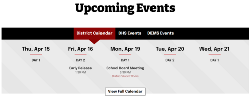 upcoming events screenshot